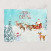 Vrolijk kerstkerstfeest, Snowman, Reindeer, Forest Briefkaart (Voorkant)