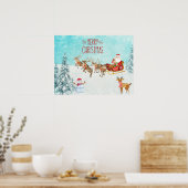 Vrolijk kerstkerstfeest, Snowman, Reindeer, Forest Poster (Keuken)