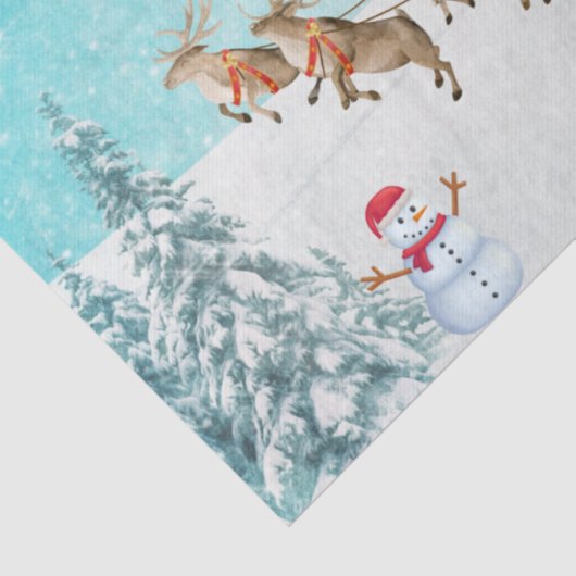 Vrolijk kerstkerstfeest, Snowman, Reindeer, Forest Tissuepapier (Detail)