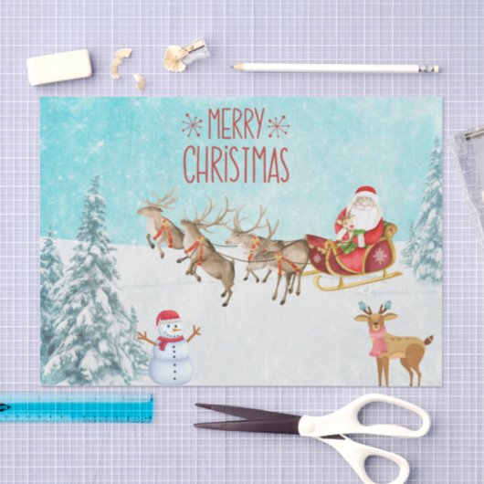 Vrolijk kerstkerstfeest, Snowman, Reindeer, Forest Tissuepapier (Craft)