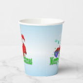 Vrolijk kerstkerstkerstbekertje met cadeaupapierbe papieren bekers (Links)