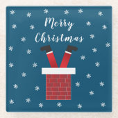 Vrolijk kerstkerstkerstcadeautje in een schoorstee glazen onderzetter (Voorkant)