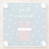 Vrolijk kerstkerstkerstcadeautje in een schoorstee glazen onderzetter (Achterkant)