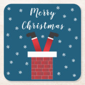 Vrolijk kerstkerstkerstcadeautje in een schoorstee kartonnen onderzetters (Voorkant)