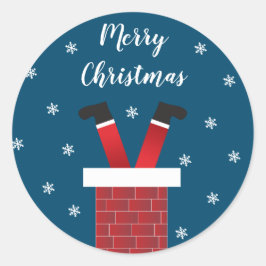 Vrolijk kerstkerstkerstcadeautje in een schoorstee ronde sticker