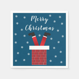 Vrolijk kerstkerstkerstcadeautje in een schoorstee servet