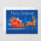 Vrolijk kerstkerstkerstfeest en Slaap met rendiert Feestdagenkaart (Voorkant / Achterkant)