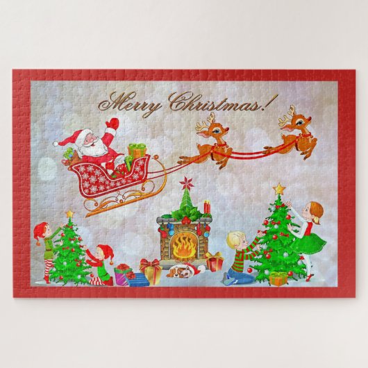 Vrolijk kerstkerstkerstfeest en Slaapsen Legpuzzel (Horizontaal)