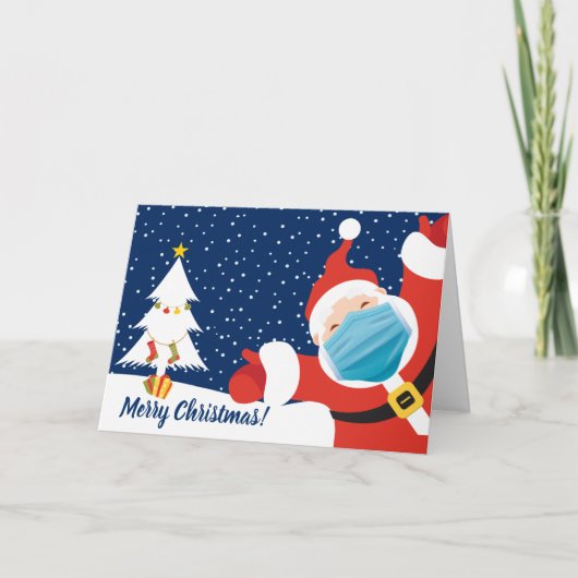 Vrolijk kerstkerstkerstfeest in Face Mask Feestdagen Kaart (Voorkant)