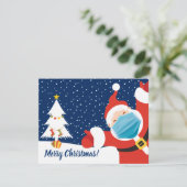 Vrolijk kerstkerstkerstfeest in Face Mask Feestdagenkaart (Staand voorkant)