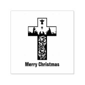 Vrolijk kerstkerstkerstfeest kruis silhouet  zelfinktende stempel (Design)