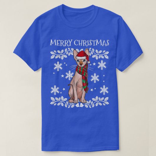 Vrolijk kerstkerstkerstfeest Sphynx-kat Kerstmis T-shirt (Design voorkant)