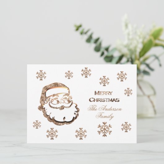 Vrolijk kerstkerstkerstkerstcadeau Elegant Red Gol Feestdagenkaart (Staand voorkant)