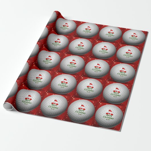 Vrolijk kerstkerstkerstkerstcadeus Golf Ball Cadeaupapier (Uitgerold)