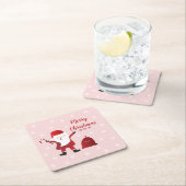 Vrolijk kerstkerstkerstkerstcadeus Snowflakes Rood Kartonnen Onderzetters (Insitu)