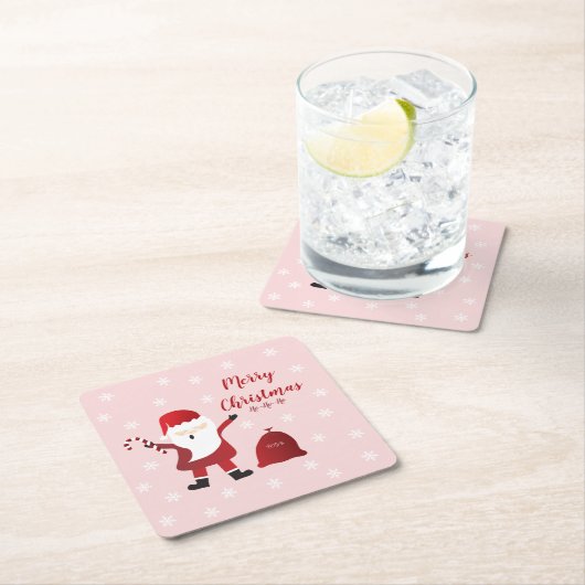 Vrolijk kerstkerstkerstkerstcadeus Snowflakes Rood Kartonnen Onderzetters (Insitu)