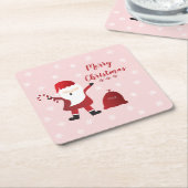 Vrolijk kerstkerstkerstkerstcadeus Snowflakes Rood Kartonnen Onderzetters (Schuin)