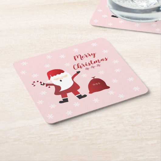 Vrolijk kerstkerstkerstkerstcadeus Snowflakes Rood Kartonnen Onderzetters (Schuin)