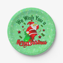 Vrolijk kerstkerstkerstkerstfeest met sack Stars C Papieren Bordje