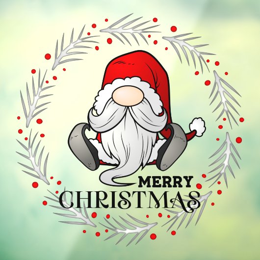 Vrolijk kerstkerstkerstkerstkerstcadeautje Gnome W Raamsticker (Vel 3)