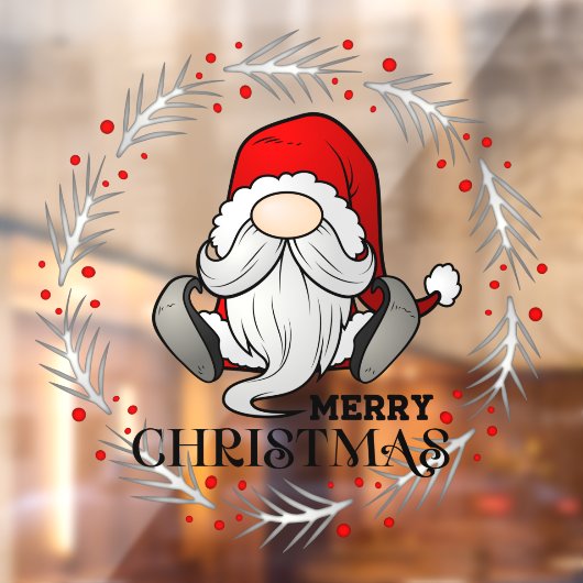 Vrolijk kerstkerstkerstkerstkerstcadeautje Gnome W Raamsticker (Vel 2)