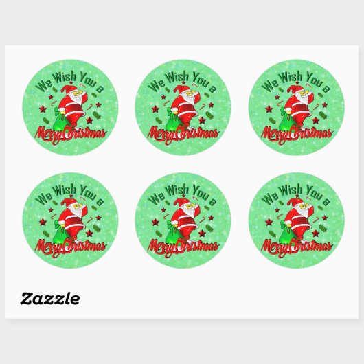Vrolijk kerstkerstkerstkerstkerstfeest met sack St Ronde Sticker (Vel)