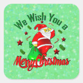 Vrolijk kerstkerstkerstkerstkerstfeest met sack St Vierkante Sticker (Voorkant)