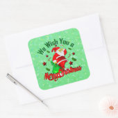 Vrolijk kerstkerstkerstkerstkerstfeest met sack St Vierkante Sticker (Envelop)