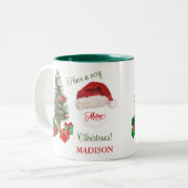 Vrolijk kerstkerstkerstkerstkerstkerstkerstkerstfe tweekleurige koffiemok (Voorkant links)