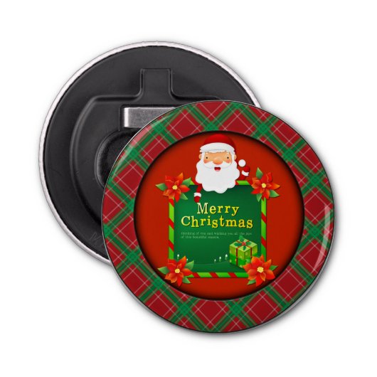 Vrolijk kerstkerstkerstkerstkerstkerstkerstkerstke button flesopener (Voorkant)