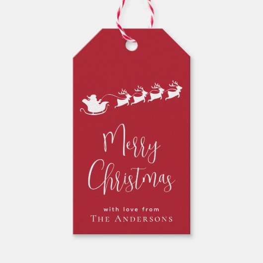 Vrolijk kerstkerstkerstkerstkerstrenrenrenrood cadeaulabel (Voorkant)