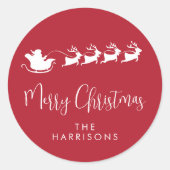Vrolijk kerstkerstkerstkerstkerstrenrenrenrood ronde sticker (Voorkant)