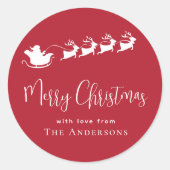 Vrolijk kerstkerstkerstkerstkerstrenrenrenrood ronde sticker (Voorkant)