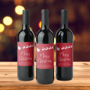 Vrolijk kerstkerstkerstkerstkerstrenrenrenrood wijn etiket