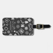 Vrolijk kerstkerstkerstkerstkerstsymbolen, zwart e bagagelabel (Voorkant horizontaal)