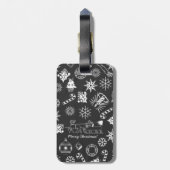Vrolijk kerstkerstkerstkerstkerstsymbolen, zwart e bagagelabel (Achterkant verticaal)