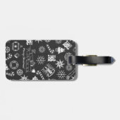 Vrolijk kerstkerstkerstkerstkerstsymbolen, zwart e bagagelabel (Achterkant horizontaal)