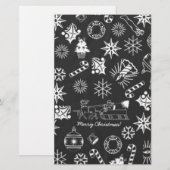 Vrolijk kerstkerstkerstkerstkerstsymbolen, zwart e briefpapier (Voorkant / Achterkant)