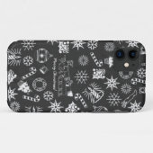 Vrolijk kerstkerstkerstkerstkerstsymbolen, zwart e Case-Mate iPhone case (Achterkant (horizontaal))