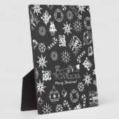 Vrolijk kerstkerstkerstkerstkerstsymbolen, zwart e fotoplaat (Zijkant)