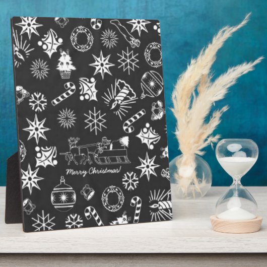 Vrolijk kerstkerstkerstkerstkerstsymbolen, zwart e fotoplaat (Zijkant)