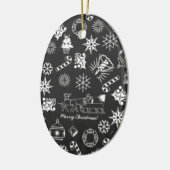 Vrolijk kerstkerstkerstkerstkerstsymbolen, zwart e keramisch ornament (Links)