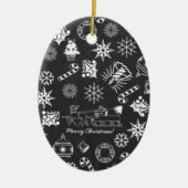 Vrolijk kerstkerstkerstkerstkerstsymbolen, zwart e keramisch ornament (Voorkant)