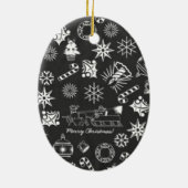 Vrolijk kerstkerstkerstkerstkerstsymbolen, zwart e keramisch ornament (Achterkant)