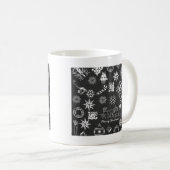 Vrolijk kerstkerstkerstkerstkerstsymbolen, zwart e koffiemok (Voorkant rechts)