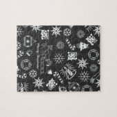 Vrolijk kerstkerstkerstkerstkerstsymbolen, zwart e legpuzzel (Horizontaal)