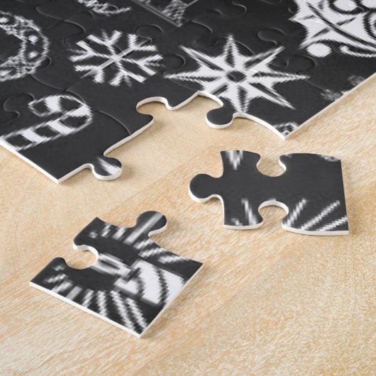 Vrolijk kerstkerstkerstkerstkerstsymbolen, zwart e legpuzzel (Zijkant)
