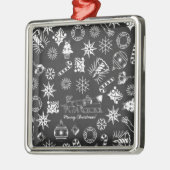 Vrolijk kerstkerstkerstkerstkerstsymbolen, zwart e metalen ornament (Links)