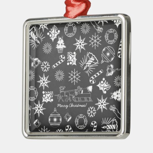 Vrolijk kerstkerstkerstkerstkerstsymbolen, zwart e metalen ornament (Links)