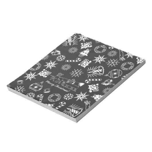 Vrolijk kerstkerstkerstkerstkerstsymbolen, zwart e notitieblok (Linkerzijde)